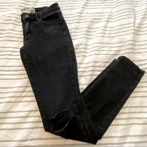 Garage Black High Waist Jeggings Distressed